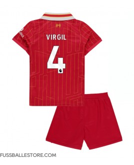 Günstige Liverpool Virgil van Dijk #4 Heimtrikotsatz Kinder 2024-25 Kurzarm (+ Kurze Hosen)